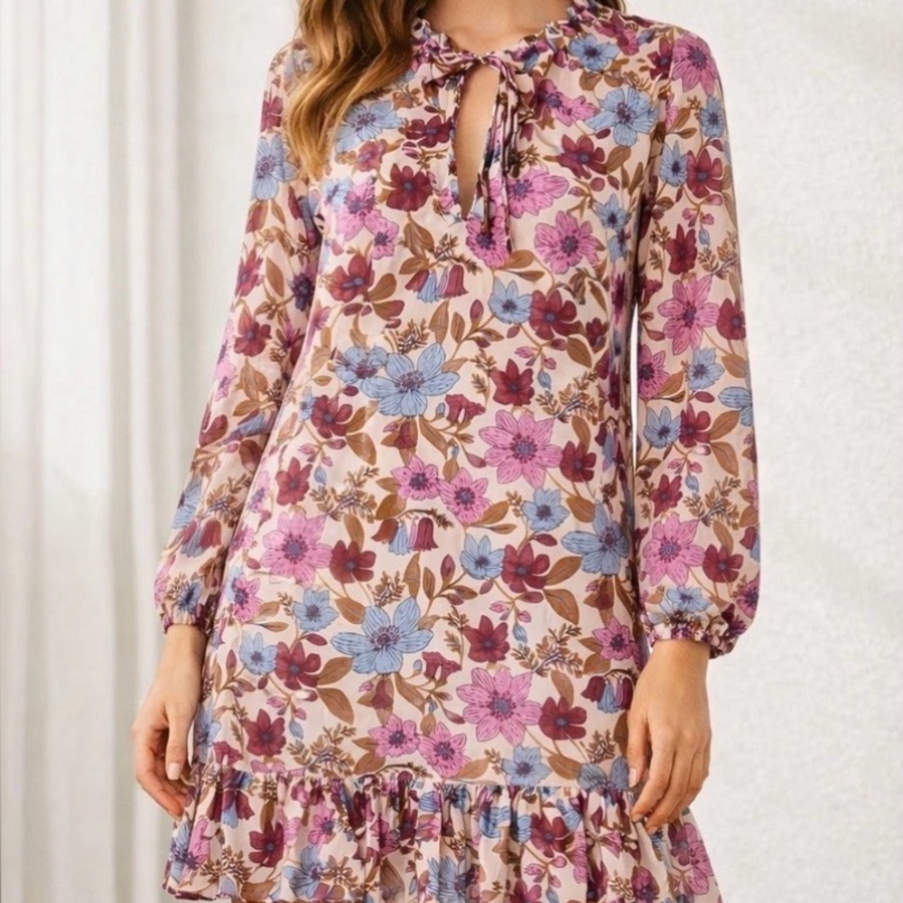 Vintage Vines Floral Long Sleeve Dress